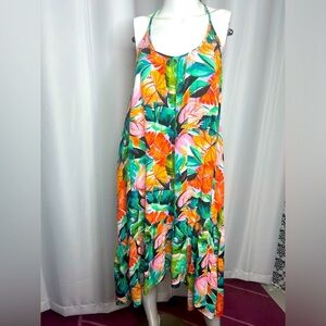 NWT Joe Fress Tropical ruffle hem dress